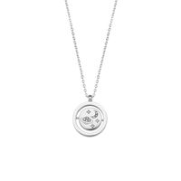 Fashion 18k Gold Plated Zircon Star Moon Round Rotating Stainless Steel Necklace sku image 1