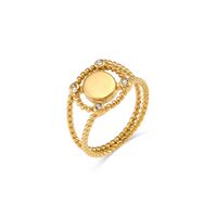 Mode Retro Frauen Überzog 18k Goldene Hohle Vier-ecke Diamant Edelstahl Ring sku image 2