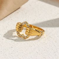 Fashion Hip Hop Plated 18k Heart Hollow Stainless Steel Ring main image 1