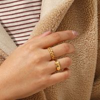 Fashion Simple Geometric Plated 18k Gold Stainless Steel Ring main image 5