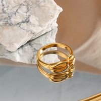 Fashion Simple Geometric Plated 18k Gold Stainless Steel Ring main image 4