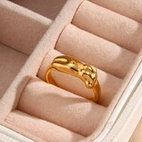 Fashion Simple Geometric Plated 18k Gold Stainless Steel Ring main image 6