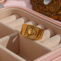 Fashion Retro Plated 18k Gold Casting Sun Stainless Steel Ring main image 5