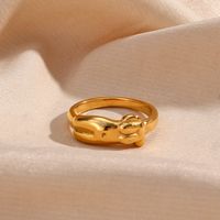 Mode Einfache Geometrische Überzogene 18k Gold Edelstahl Ring main image 2