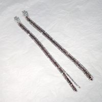 Fashion Inlay Rhinestone Chain Tassel Long Alloy Earrings sku image 1