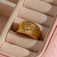 Fashion Retro Plated 18k Gold Casting Sun Stainless Steel Ring main image 6