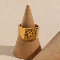 Fashion Retro Plated 18k Gold Casting Sun Stainless Steel Ring main image 3
