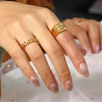 Fashion Retro Plated 18k Gold Casting Sun Stainless Steel Ring main image 2