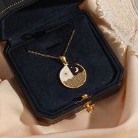 Fashion Round Sun Moon Plated 18k Gold Stainless Steel Necklace main image 3