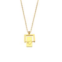 Fashion Plated 18k Gold Heart-shaped Zircon Rectangular Flip Stainless Steel Necklace sku image 2