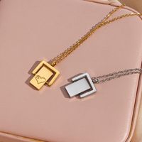 Fashion Plated 18k Gold Heart-shaped Zircon Rectangular Flip Stainless Steel Necklace main image 3