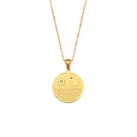 Fashion Round Sun Moon Plated 18k Gold Stainless Steel Necklace sku image 1