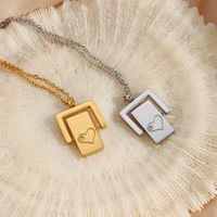 Fashion Plated 18k Gold Heart-shaped Zircon Rectangular Flip Stainless Steel Necklace main image 2