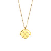 Fashion Cool Inlaid Zirconium Round Pendant Star Semicircle Rotating Stainless Steel Necklace sku image 2