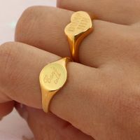 Fashion New Electroplated 18k Lettering Women Wholesale Stainless Steel Ring main image 5