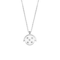Fashion Cool Inlaid Zirconium Round Pendant Star Semicircle Rotating Stainless Steel Necklace sku image 1