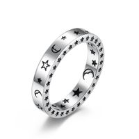 Mode Geometrische Smiley Sterne Mond Paar Der Edelstahl Ring sku image 9