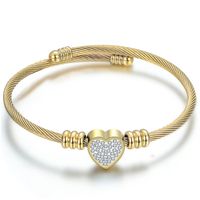 Fashion Einfache Titan Stahl Herz Form Diamant Intarsien Kabel Einstellbar Armband Großhandel main image 3
