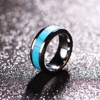 Fashion Simple Natural Turquoise Titanium Steel Ring For Men main image 3
