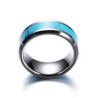 Fashion Simple Natural Turquoise Titanium Steel Ring For Men main image 4