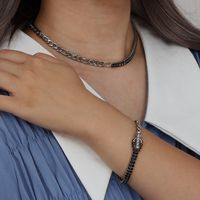Fashion Ornament Wholesale Stitching Figaro Stainless Steel Necklace Bracelet Set main image 3