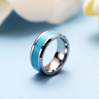 Mode Einfache Natürliche Türkis Titan Stahl Ring Für Männer main image 6