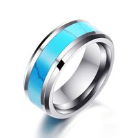Fashion Simple Natural Turquoise Titanium Steel Ring For Men main image 2