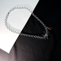 Conjunto De Pendientes De Collar De Clavícula Con Colgante De Rubí En Forma De Araña De Aleación De Perlas De Moda sku image 5