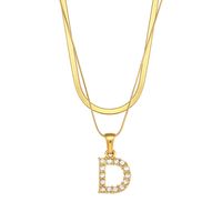 Vintage Style Letter Stainless Steel Plating Inlay Zircon Pendant Necklace sku image 4