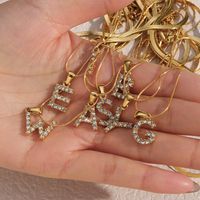 Fashion 18k Gold Plated Double-layer Chain Zircon Letter Stainless Steel Necklace main image 3