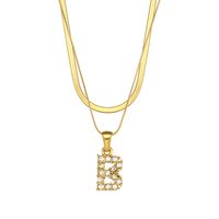 Fashion 18k Gold Plated Double-layer Chain Zircon Letter Stainless Steel Necklace sku image 18