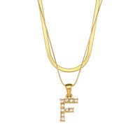 Fashion 18k Gold Plated Double-layer Chain Zircon Letter Stainless Steel Necklace sku image 1