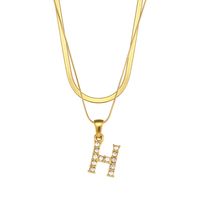 Fashion 18k Gold Plated Double-layer Chain Zircon Letter Stainless Steel Necklace sku image 3