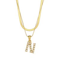 Vintage Style Letter Stainless Steel Plating Inlay Zircon Pendant Necklace sku image 14