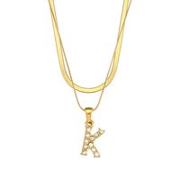 Vintage Style Letter Stainless Steel Plating Inlay Zircon Pendant Necklace sku image 11