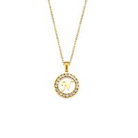 Mode Nouvelle Lettre Pendentif Plaqué 18k Incrusté Zirconium Creux Rond En Acier Inoxydable Collier sku image 10