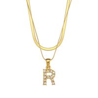 Vintage Style Letter Stainless Steel Plating Inlay Zircon Pendant Necklace sku image 18