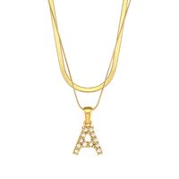 Vintage Style Letter Stainless Steel Plating Inlay Zircon Pendant Necklace sku image 1