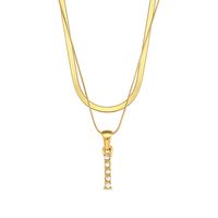 Fashion 18k Gold Plated Double-layer Chain Zircon Letter Stainless Steel Necklace sku image 24