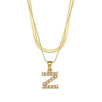 Vintage Style Letter Stainless Steel Plating Inlay Zircon Pendant Necklace sku image 26