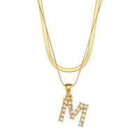 Vintage Style Letter Stainless Steel Plating Inlay Zircon Pendant Necklace sku image 13