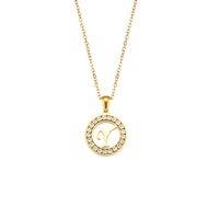 Mode Nouvelle Lettre Pendentif Plaqué 18k Incrusté Zirconium Creux Rond En Acier Inoxydable Collier sku image 21