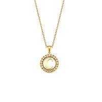 Mode Nouvelle Lettre Pendentif Plaqué 18k Incrusté Zirconium Creux Rond En Acier Inoxydable Collier sku image 24