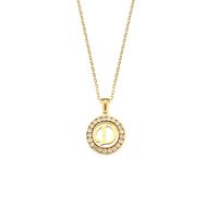 Mode Nouvelle Lettre Pendentif Plaqué 18k Incrusté Zirconium Creux Rond En Acier Inoxydable Collier sku image 2