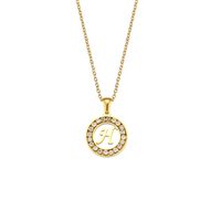 Mode Nouvelle Lettre Pendentif Plaqué 18k Incrusté Zirconium Creux Rond En Acier Inoxydable Collier sku image 5