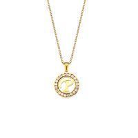 Fashion New Letter Pendant Plated 18k Inlaid Zirconium Hollow Round Stainless Steel Necklace sku image 12