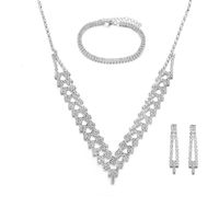 Fashion Shining Rhinestone Claw Chain Wedding Bride Necklace Earrings Suit Copper sku image 4