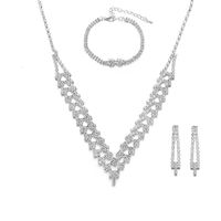 Fashion Shining Rhinestone Claw Chain Wedding Bride Necklace Earrings Suit Copper sku image 3