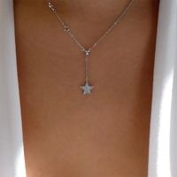 Fashion Simple Five-pointed Star Pendant  Clavicle Chain Necklace Female sku image 1