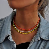 New Casual Style Multi-layer Bead Color Short Necklace Set main image 1